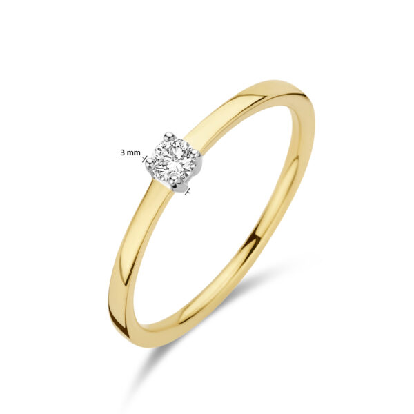 aanzoeksring diamant 0.10ct h si 14K bicolor goud geel/wit - Afbeelding 5