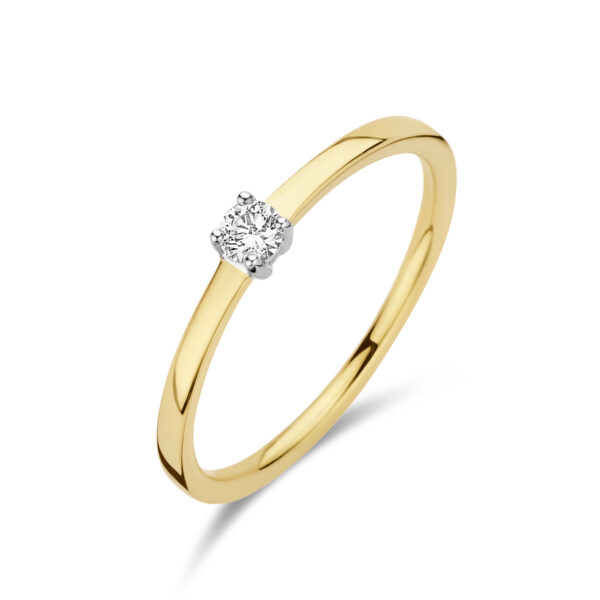 aanzoeksring diamant 0.10ct h si 14K bicolor goud geel/wit