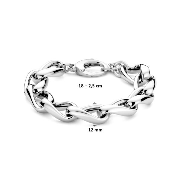 armband 12 mm 18 + 2,5 cm zilver gerhodineerd - Afbeelding 3