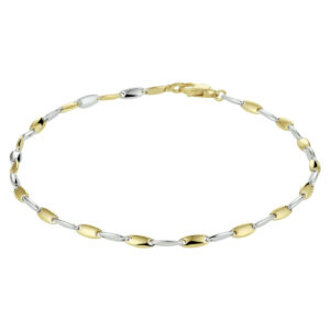 armband 19 cm 14K bicolor goud geel/wit