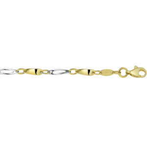 armband 2,5 mm 19 cm 14K bicolor goud geel/wit