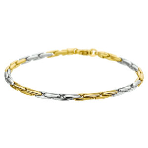 armband 3,0 mm 19 cm 14K bicolor goud geel/wit