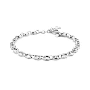 armband 4,3 mm 16,5 + 3 cm zilver gerhodineerd