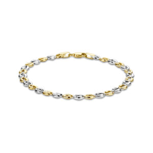 armband 4,5 mm 19 cm 14K bicolor goud geel/wit