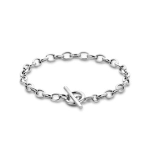 armband 5 mm 18,5 cm kapittelslot zilver gerhodineerd