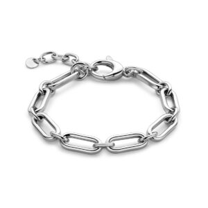 armband 8 mm 18 + 4 cm zilver gerhodineerd