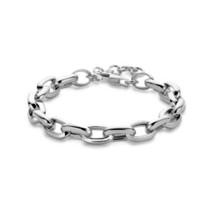 armband anker 8 mm 18 + 3 cm zilver gerhodineerd