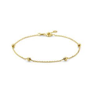 armband anker en bolletjes 1,0 mm 17,5 - 18,5cm 14K geelgoud