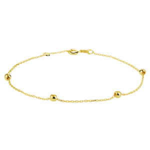 armband anker en bolletjes 1,0 mm 17,5 - 18,5cm 14K geelgoud