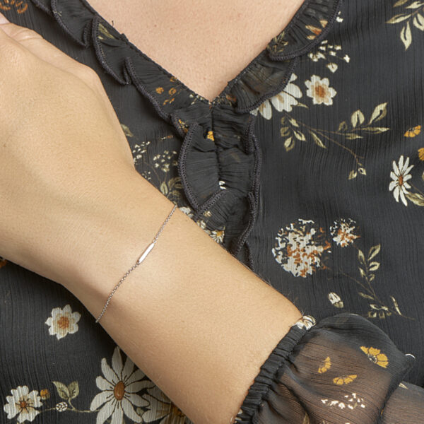 armband balkje 1,2 mm 16 + 2,5 mm zilver gerhodineerd - Afbeelding 2