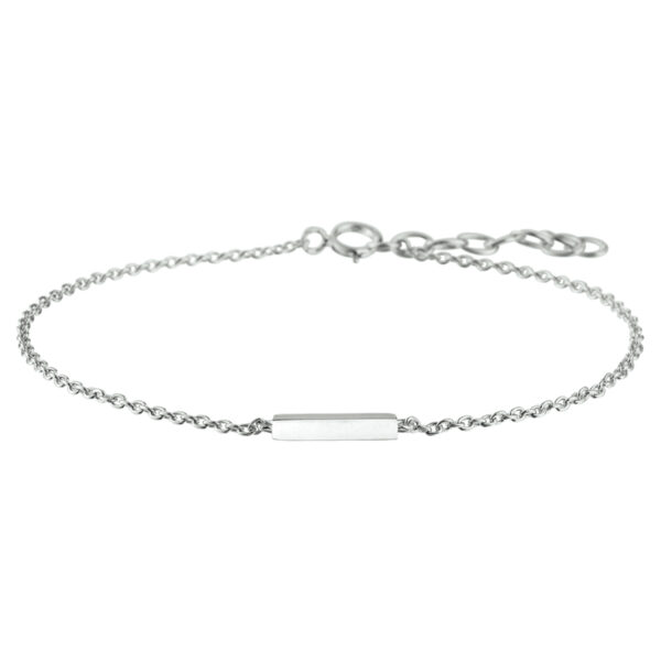 armband balkje 1,2 mm 16 + 2,5 mm zilver gerhodineerd