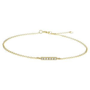 armband balkje zirkonia 16,5 - 18,5 cm 14K geelgoud