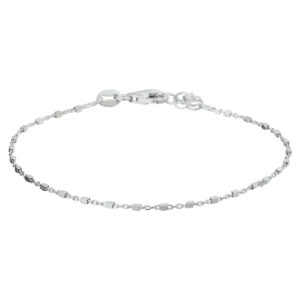 armband blokjes 1,1 mm 17 + 2 cm zilver gerhodineerd