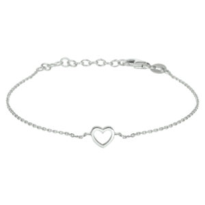armband hart 15 + 3 cm zilver gerhodineerd