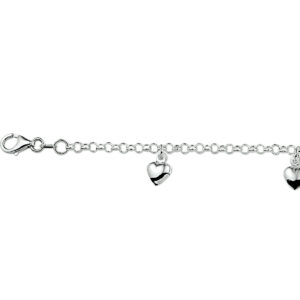 armband hart 15 cm zilver wit