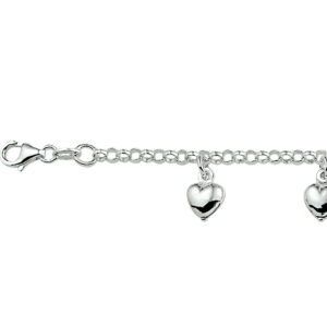 armband hart 15 cm zilver wit