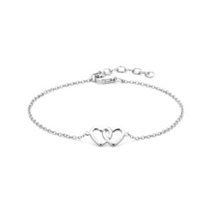 armband hart 15,5 + 2,5 cm zilver gerhodineerd