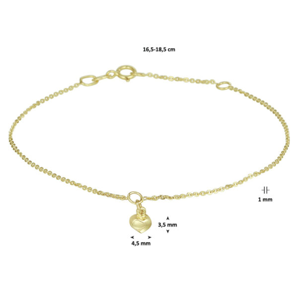 armband hart 16,5 - 18,5 cm 14K geelgoud - Afbeelding 3