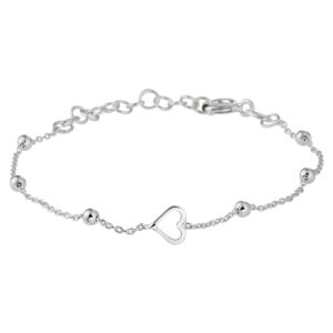 armband hart 9 + 2 cm zilver gerhodineerd