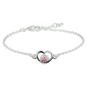 armband hart en zirkonia 13 - 15 cm zilver gerhodineerd