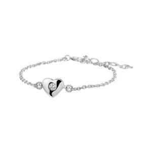 armband hart en zirkonia 13 + 3 cm zilver gerhodineerd
