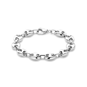 armband koffieboon 11 mm 20 cm zilver gerhodineerd