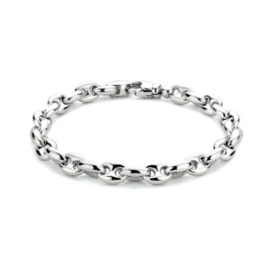 armband koffieboon 7,4 mm 20 cm zilver gerhodineerd