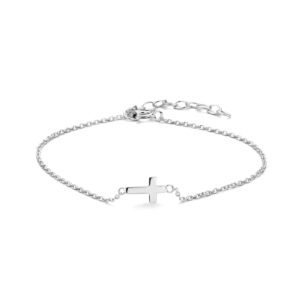 armband kruis 16 + 3 cm zilver gerhodineerd