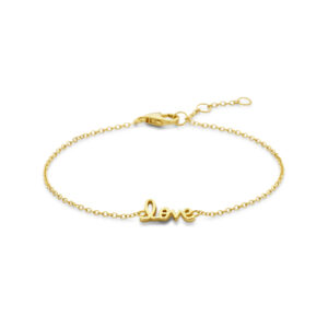 armband love 16,5 - 17,5 - 18,5 cm 3 micron zilver verguld (geel)