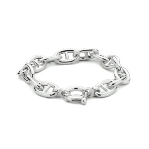 armband marine 10,3 mm 19 cm met groot springslot zilver gerhodineerd