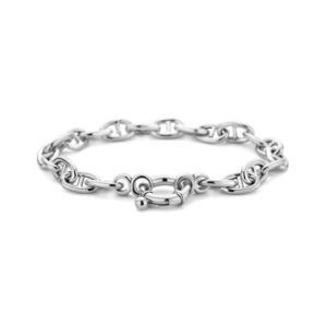 armband marine met groot springslot 7,1 mm 19 cm zilver gerhodineerd