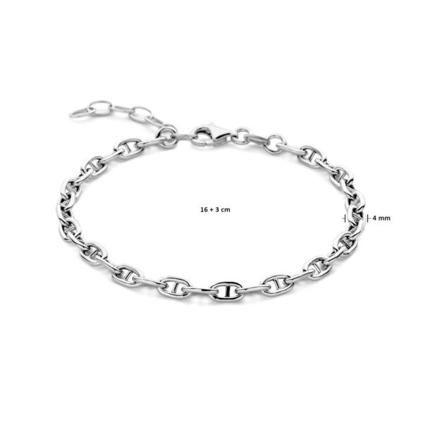 armband marine ronde buis 4,0 mm 16 + 3 cm zilver gerhodineerd - Afbeelding 3
