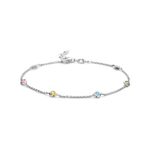 armband meerdere kleuren zirkonia 18 + 2 cm zilver gerhodineerd
