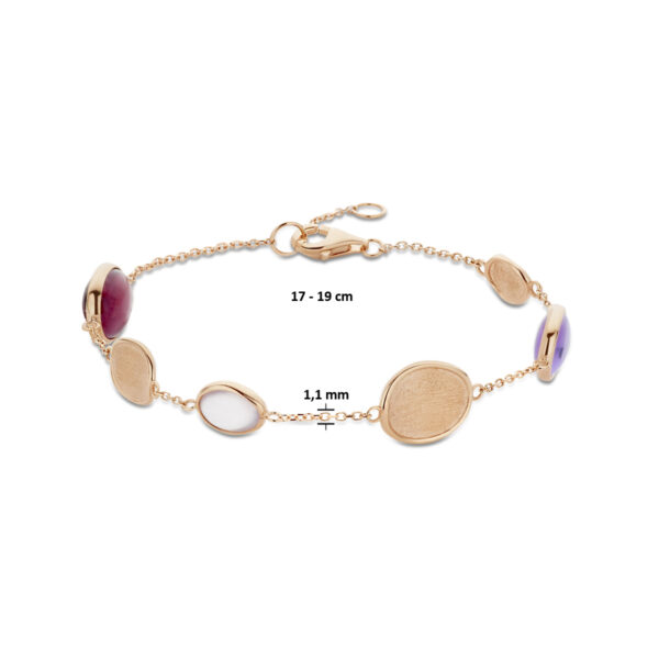 armband natuurlijke kleurstenen 17 - 19 cm 14K roségoud - Afbeelding 3