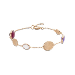 armband natuurlijke kleurstenen 17 - 19 cm 14K roségoud