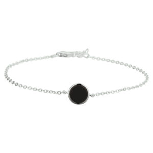 armband onyx 17 + 2 cm zilver gerhodineerd