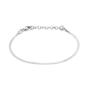 armband plat 1,7 mm 16 + 3 cm zilver gerhodineerd