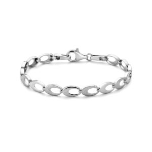 armband poli/mat 6,0 mm 18,5 cm zilver gerhodineerd