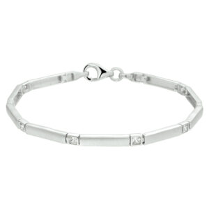 armband poli/mat zirkonia 3,3 mm 19 cm zilver gerhodineerd