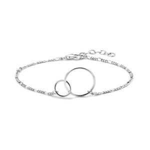 armband rondjes 16 + 2,5 cm zilver gerhodineerd