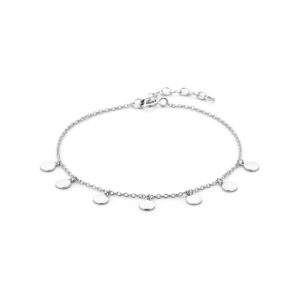 armband rondjes 16,5 + 2,5 cm zilver gerhodineerd