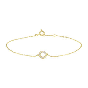 armband rondjes zirkonia 16,5 - 18,5 cm 14K geelgoud