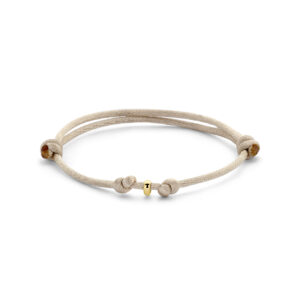 armband satijn beige 13 - 26 cm 14K goud met rubber/nylon/leer
