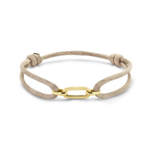 armband satijn beige 13 - 26 cm 14K goud met rubber/nylon/leer