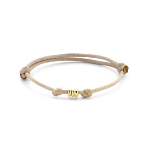 armband satijn beige 13 - 26 cm 14K goud met rubber/nylon/leer