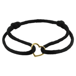 armband satijn hart (kinder lengte) 14K goud met rubber/nylon/leer