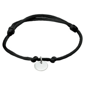 armband satijn rondje zilver gerhodineerd met rubber/nylon/leer
