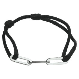 armband satijn zilver gerhodineerd met rubber/nylon/leer