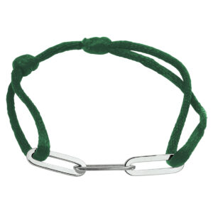 armband satijn zilver gerhodineerd met rubber/nylon/leer