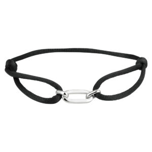 armband satijn zilver gerhodineerd met rubber/nylon/leer